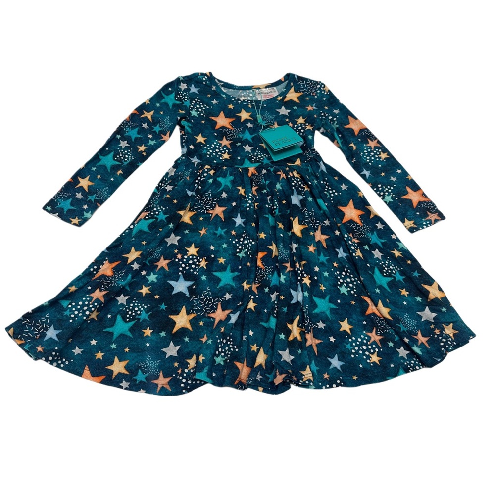 Posh Peanut Girl Long Sleeve‎ Dress Stars 3T Super Soft NWT